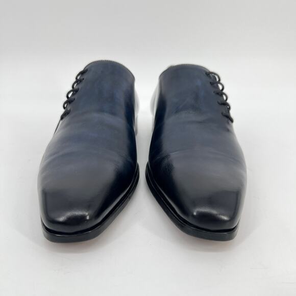 Magnanni Abrahan Whole Cut Oxford Side Lace Mens 9.5 Navy Blue Brown Dress Shoes main image 6